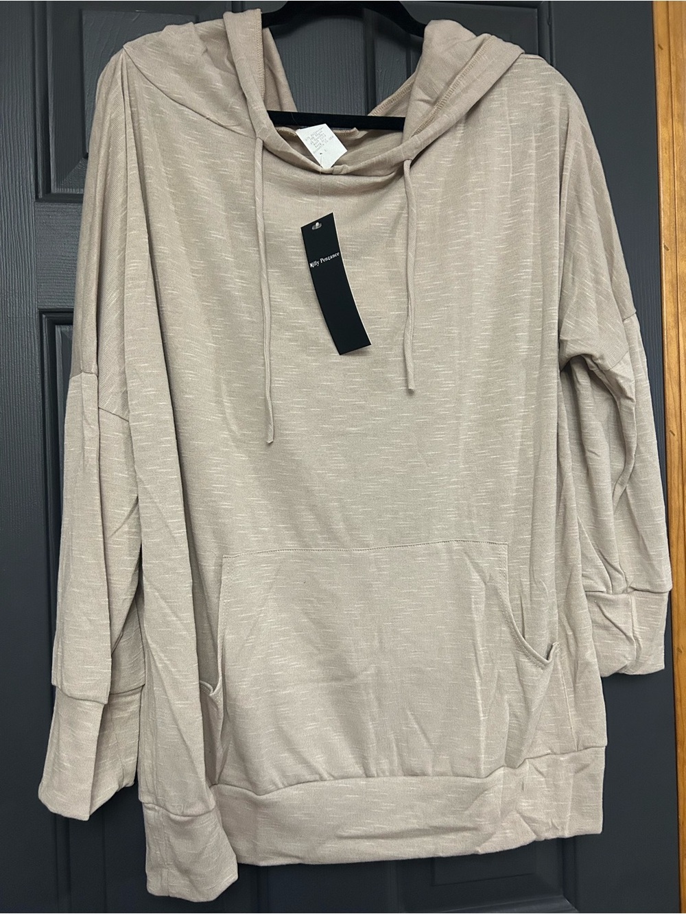 Light Taupe Hooded Pullover Top